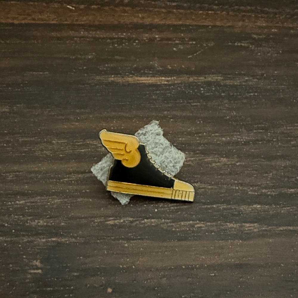 Vintage Black and Gold Winged Sneaker Pin